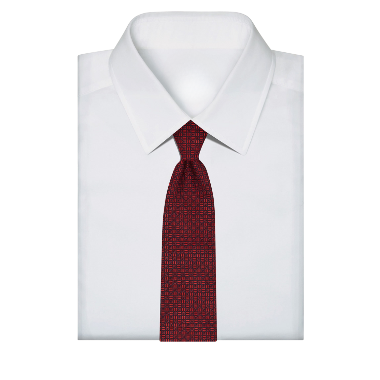 Black Yellow Brush Streetwear Brand Logo (22) Gancini Motif Jacquard Silk Tie - Image 3